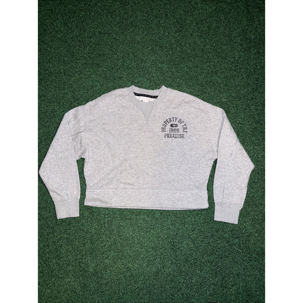 Under Armour Project Rock Iron Paradise Sweatshirt Womens Small Cropped Boxy H2